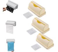 3 Pack Garbage Bag Dispenser for Inside Trash Can, Adhesive Garbage Bag Boxes, Peel And Stick Bags Dispenser, Trashbag Holder Small Bin Liner Kit, for Bathroom Kitchen Office (Beige)