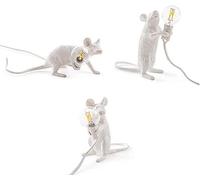 3 Pack Lampes de Bureau design rat en résine Moderne, Lampe de Table Lampe de Chevet câble de 1,5 m interrupteur d'alimentation, décor cadeau veilleuse luminaires de bureau pour chambre d'enfant ( Col