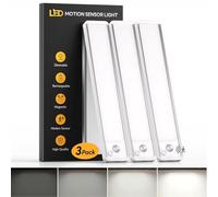 3 Pack Lumiere Cuisine Sous Meuble - 6000K Lampe Detecteur de Mouvement Interieur, 1100mAh Reglette LED Rechargeable Usb, Sans Fil, Dimmable, Magnétique, pour Armoire Escalier Cuisine Couloir - 20CM
