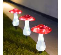 3 PACK | Lumières De Jardin À Piquet En Champignon LED Solaire Rouge