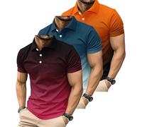 3 Pack Men's Polo Shirts Manches Courtes Casual Polo T-Shirt Color Block Slim Fit Golf Shirts avec Poche (FR/ES, Alpha/Lettres, S, Taille Normale, Taille Normale, #4)