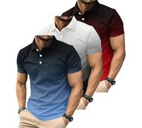 3 Pack Men's Polo Shirts Manches Courtes Casual Polo T-Shirt Color Block Slim Fit Golf Shirts avec Poche (FR/ES, Alpha/Lettres, TG, Taille Normale, Taille Normale, #6)