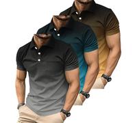 3 Pack Men's Polo Shirts Manches Courtes Casual Polo T-Shirt Color Block Slim Fit Golf Shirts avec Poche (FR/ES, Alpha/Lettres, 4TG, Taille Normale, Taille Normale, #7)