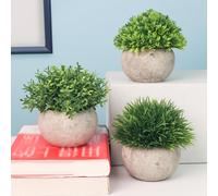 3 Pack Mini Plantes Artificielles Fake Green Grass Pot Artificial Simulation Plants Sets for Home Kitchen Garden Office Wedding Party Room Decor Gift