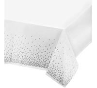 3 Pack Nappes Jetables 54x108inch Couverture de Table en Blanc Dot Confetti Nappes Nappe Rectangulaire pour Mariage Anniversaire Vacances Célébration Fête Décorations d'événements