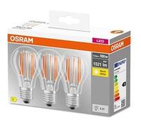 3-Pack OSRAM LED BASE Classic A100 - ampoules LED à filament transparent en verre pour culot E27 - forme ampoule - blanc chaud (2700K) - 1521 lumen - en remplacement des ampoules classiques 100W - boi