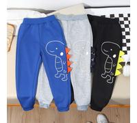3 pack Pantalons de survêtement décontractés pour garçons avec imprimé dinosaure universitaire en gris+kaki+marine, pantalons d'athlétisme mignons convenant pour le port quotidien, l'école, les escapa