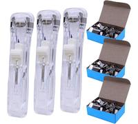 3 Pack Paper Clip Dispenser Portable Paper Clip Dispenser With 150pcs Stainless Steel Refill Clips,Quick Paper Cutter For Office Home School (3 Pack,150 Silver Clips)