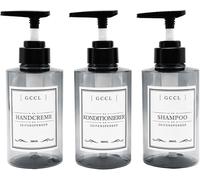 3 Pack Refillable Shampoo & Conditioner Dispenser-300ml Plastic Empty Soap Dispenser For Shower Gel,Shower Gel,Liquid Shower Gel,Dispenser With
