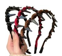 3 Pack Retro High Skull Pearl Headband, High Skull Pearl Headband Create Volume Effortlessly For Party Wedding Home Hairband (Black)