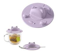 3 Pack Silicone Cup Covers with Tea Bag Holder, 4 Inch Silicone Tea Bag Holder for Coffee， Reusable Food Grade Tea Bag Squeezer& Topper, Heat Resistant&Dishwasher Safe (Lavender Purple)