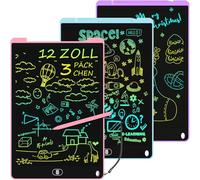 3 Pack Tablette Dessin Enfants 12 Pouces, Electight Tablette d'écriture LCD Colorée, Tablettes Graphiques avec Bouton D'effacement &Verrouillage, Jouets pour Filles Garçons Bleu+Rose+Violet