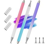 3 Pack Touch Screen Stylus Pen (Color Gradient) 2 in 1 Capacitive Stylus Pen for iPad, iPhone, Android, Samsung, Phone, Tablet, Fine Point, Fiber Tip with Magnetic Cap