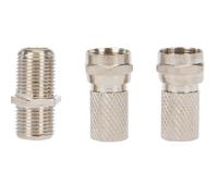 3 Pack TV Antenna Cable Coaxial Connectors, 2 F Male Connector Signal Adapters with Threaded Mounting System, 1 F-Type Female to Female Antenna Adapter