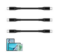 3 Pack USB C to USB C Cable Short 20CM, Fast Charge PD 60W Type C to Type C Data and Charging Cable, Durable Nylon Braided for Samsung Galaxy S23/S22/S21, Xiaomi, Google Pixel, Black