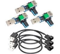 3 Pack USB to 3pin/4pin PWM 5V USB Adapter Cable with Fan Speed Control Button USB On/Off Switch