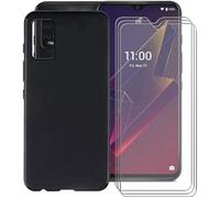 3 Pack verre trempé + Wiko Power U10 Noir Etui Coque Housse en Gel Doux Arrière