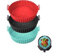 3 Packed Pot en Silicone pour Friteuse à Air, 20cm Air Fryer Silicone Pot Panier, Réutilisable Moule Silicone Air Fryer, Convient