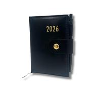 3 PAGEN Agenda de poche 2026, format A7, petit, 8 x 11 cm, en cuir synthétique, aperçu de la semaine, planificateur de rendez-vous et de semaine, avec stylo à bille, noir