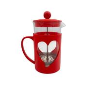 3 Pagen Cafetière rouge 600 ml (3 tasses) - Cafetière French Press pour la maison, les déplacements, les voyages et le camping - Cafetière classique avec poignée isolante contre la chaleur et beau