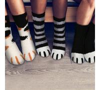 3 paires/1 paire de chaussettes courtes mignonnes à motif de chat en peluche, chaussettes mode créatives et amusantes à motif de patte d'animal pour femmes, chaussettes mi-mollet chaudes, douces et co
