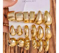 3 paires/9 paires de nouveaux boucles d'oreilles mode personnalisées en forme de goutte d'eau exagérée en résine ABS et CCB Image principale,Carte 3 3 paires,Deuxième carte 3 paires,Première carte 3 p