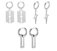 3 Paires Boucles d'Oreilles Créoles Pendantes Pour Hommes Femmes Filles Croix Pendantes Boucles d'Oreilles Goutte Kpop Punk Hip-hop Oreille Piercing Ensemble
