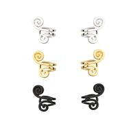 3 paires Boucles d'Oreilles d'Acupression, Boucles d'Oreilles d'Acupression Manchette à Oreille à Clip Femme Clips Boucles d'Oreilles Non Percées pour Anxiété (Noir, Argent, Or)