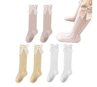 3 paires chaussette antiderapante bebe chaussettes antidérapantes bébé di Chaussettes Hautes Pour Bébé Fille,Chaussettes antidérapantes en coton avec nœud papillon,Convient aux enfants âgés 1 à 3 ans