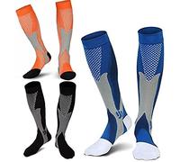 3 Paires Chaussette de Contention, Bas de Contention Chaussettes de Compression pour Hommes et Femmes, pour Football, Sportive, Cyclisme, Boost Stamina, Circulation, Fatigue Réduite