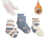 3 Paires Chaussettes Chaudes en Coton Bébé Enfant Motif Animaux Tout-petits Cheville Thermique Chaussettes Épaisses Hiver Bébé Fille garçon Chaussettes Naissance pour 1-3 ans