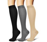 3 Paires Chaussettes de compression pour hommes et femmes 15-20 mmHg infirmières, ashtoises au tibia, voyage en avion et grossesse de maternité. Endurance Boost Circulation Retablissement
