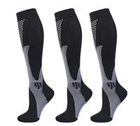 3 Paires Chaussettes De Contention Homme Et Femme, Bas De Contention, Chaussette De Compression pour Le Running, Les Sport, L?Avion, Les Voyages, Récupération (Noir,L-XL)