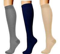 3 Paires Chaussettes de Contention pour Hommes et Femmes Circulation Compression médical 15-20 mmHg Professionnelle Soutien pour vol,sport,voyage,cyclisme,infirmière