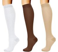 3 Paires Chaussettes de Contention pour Hommes et Femmes pour Circulation Compression médical 15-20 mmHg pour la course à pied, le sport, le vol, le voyage, l'infirmière, le cyclisme