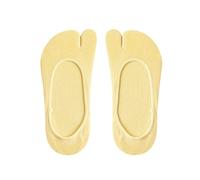 3 paires - Chaussettes fines antidérapantes invisibles à deux orteils pour femme avec un design simple et délicat qui ne tombe pas du talon, Jaune clair, One Size