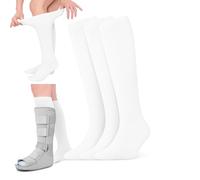 3 Paires Chaussettes Orthopédiques Brace Bottes de Marche pour la Récupération, Chaussette de Bottes de Marche,Enfile Chaussette,Protection et la Guérison Après Pied ou Cheville (Blanc 3,Gr.35-42)