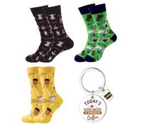 3 Paires De Chaussettes À Café Et 1 Porte-Clés, Bas Amusants Et Polyvalents, Respirants, Confortables Et Résistants À l'abrasion, Adaptés À Un Usage Quotidien Et À des Cadeaux De Noël.