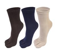 3 Paires De Chaussettes À Cinq Doigts For Hommes, Sport Respirantes, Longues Orteils, Solides, Décontractées, Tube Central, Bas En Coton pour Pilates, Danse, Fitness, Hôpita(Coffee+deep blue+beige)