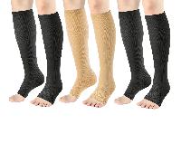 3 paires de chaussettes de compression à bout ouvert pour femmes, chaussettes hautes jusqu'au genou pour la rentrée scolaire, pression dégradée respirante pour la course, les voyages, la randonnée et 