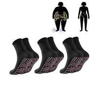 3 paires de chaussettes de santé amincissantes en tourmaline AFIZ, chaussettes de santé en tourmaline AFIZ, chaussettes d'hyperthermie VeinesHeal, chaussettes auto-chauffantes magnétiques (Black)
