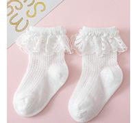 3 paires de chaussettes en tulle respirantes d'été pour bébé fille, avec garniture en dentelle de style princesse, styles assortis 0-6M,6-12M,1-2Y,2-3Y,3-8Y,8-12 ansUnicoloreÉtoffe