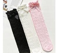 3 paires de chaussettes mi-mollet avec motif papillon sans talon pour filles, style lolita polyvalent pour tous les âges 8-12Y,3-8YBlocs de couleur,Unicolore,PlantesÉtoffe