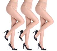 3 paires de collants pour femmes, 20 deniers, collants de contrôle de l'abdomen, de forme, collants fins avec taille haute, lifting des fesses et orteils renforcés, pour les femmes(FR-H400-DE-M)