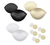 3 Paires de Coussinets de Soutien-Gorge Amovibles avec 5 Paires de Patchs de Poitrine Non tissés, Protecteur de Soutien-Gorge, Remplissage de Soutien-Gorge de Sport (Noir, Blanc, Beige)