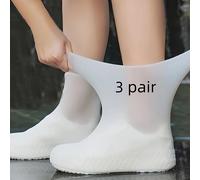 3 paires de couvre-chaussures imperméables unisexes, protections de chaussures élastiques résistantes à l'usure, couvre-chaussures réutilisables pour l'extérieur, pour les jours de pluie White 3 Pairs