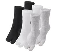 3 paires de demi-jambes Chaussettes Tabi, noires, blanches et grises, en coton, à orteils séparés, idéales pour les tongs et les claquettes.