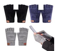 3 Paires De Gants Demi-Doigts, Gants Résistants Au Froid, Gants Chauds D'Automne Et D'Hiver, Gants Tricotés, Gants Sans Doigts, Gants Élastiques Doux