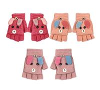3 paires de gants pour chiots pour enfants, mitaines d'hiver à rabat pour enfants, gants en peluche interchangeables, gants à rabat tricotés chauds convertibles pour garçons et filles, multicolore,