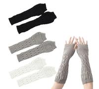 3 Paires De Gants Tricotés, Gants Sans Doigts, Gants Longs, Gants Chauds D'Automne Et D'Hiver, Gants Tricotés Pour Femmes, Gants Tricotés Simples